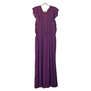 Alex Marie Satiny Ruffle Sleeve Wide Leg Jumpsuit, Size 14